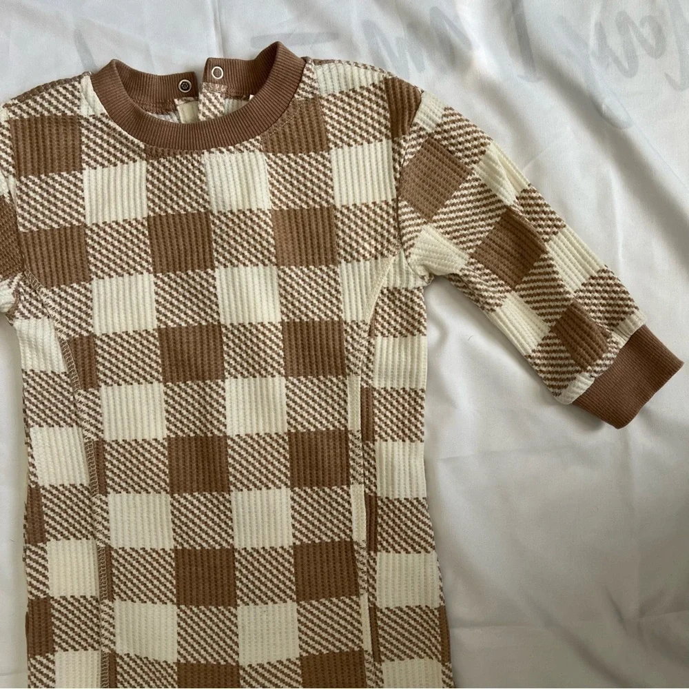 Grayson Collective Brown and White Checkered Kids One Piece Size 18 Months